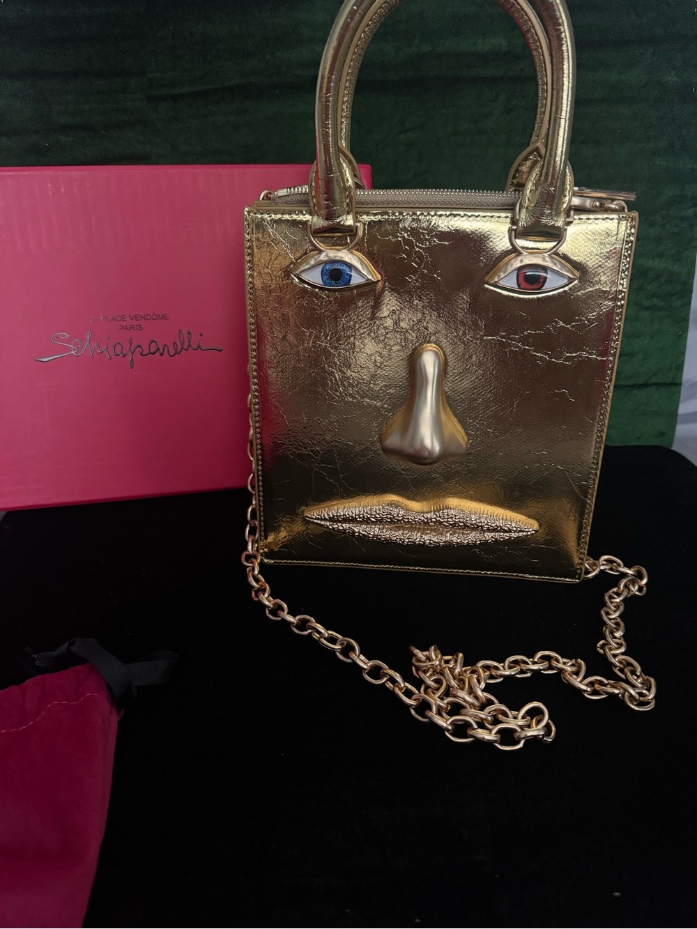 Schiaparelli Inspired Gold Face Anatomy Accent Structured bag - Picture 9 of 13